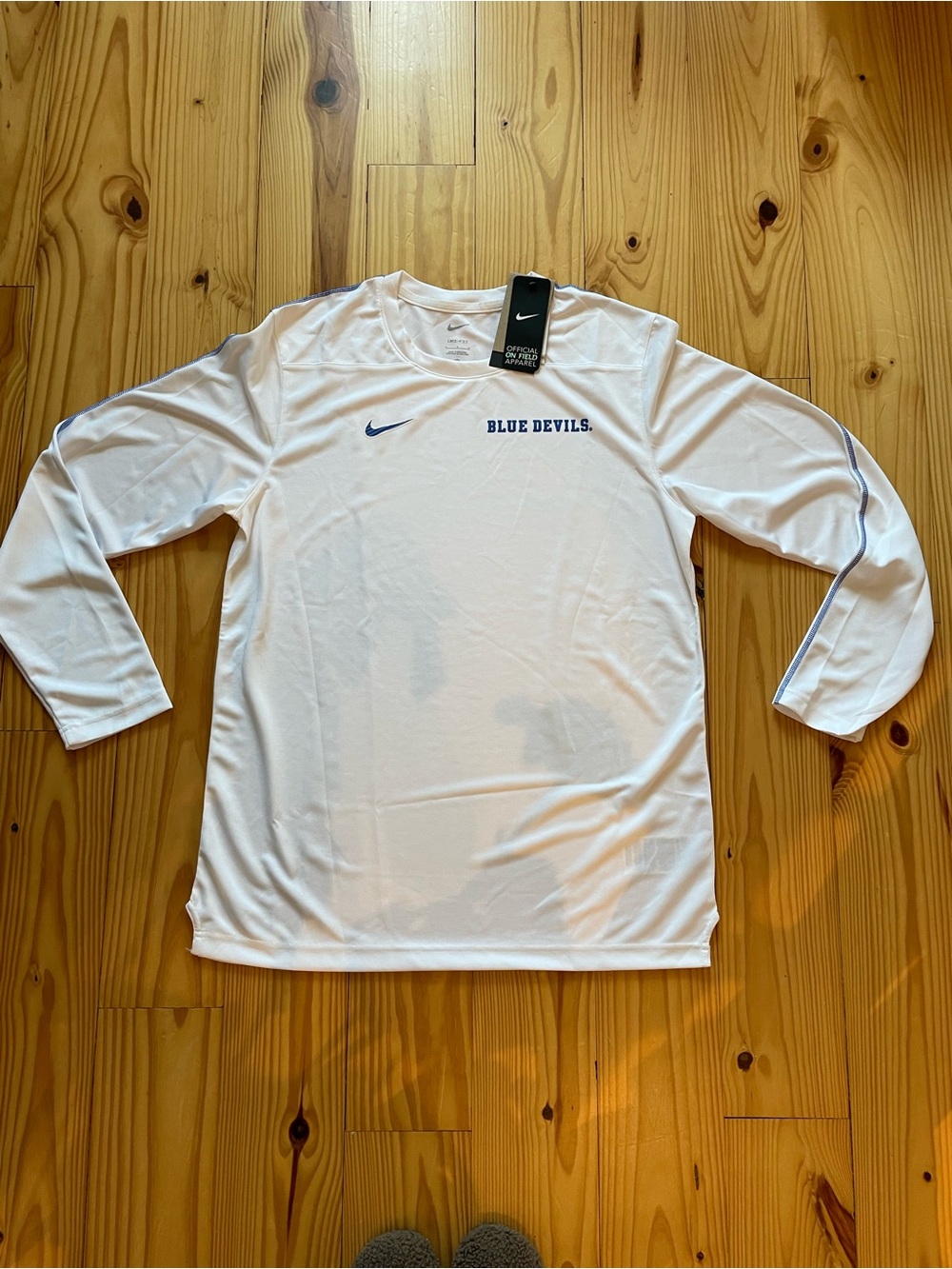 Nike White and Blue 'Blue Devils' Dri-FIT Long Sleeve